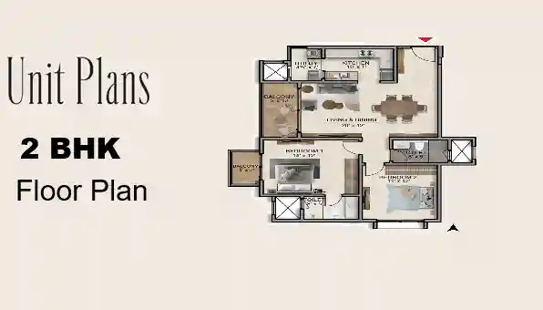 Prestige Golden Grove Apartment 2 bhk floor plan by Prestige Group located at Kollur, near Tellapur, Hyderabad Telangana